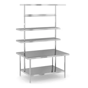Stół roboczy ze stali nierdzewnej z nadstawką, 1200 x 850 x 2100 mm - Stoły gastronomiczne - miniaturka - grafika 1