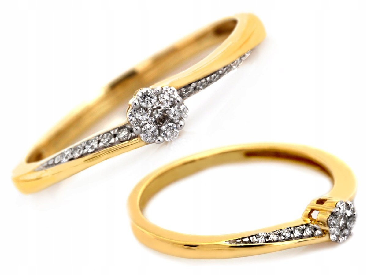 Elegancki pierścionek złoty 585 z brylantami 0.12 ct 1.93g na zaręczyny