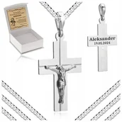 Biżuteria dla dzieci - SREBRNY ��A��CUSZEK NASZYJNIK Z KRZY��YKIEM CHRYSTUS 925 + GRAWER BIERZMOWANIE - miniaturka - grafika 1