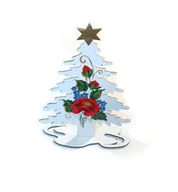 Ozdoby bożonarodzeniowe - Drewniana choinka folk świąteczna ze wzorem łowickim - miniaturka - grafika 1