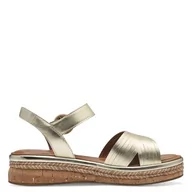 Sandały damskie - Tamaris Damskie sandały na koturnie, sandały damskie, złoto Light Gold, 41 EU - miniaturka - grafika 1