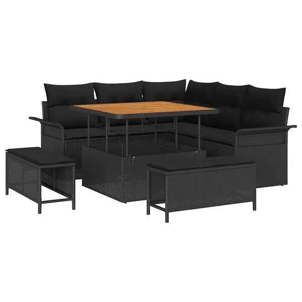 Zestaw Sof Ogrodowych Modułowych, Rattan, Czarno-Brązowy, 5 Osób