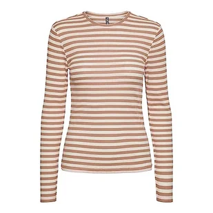 Bestseller A/S Damska koszulka Pcruka Ls Top Noos Bc, Silver Mink/Stripes: cloud Dancer, XS - Koszulki i topy damskie - miniaturka - grafika 1