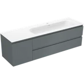 Szafki łazienkowe - Mexen Rivel szafka łazienkowa 160 cm z umywalką Vela prawą, 2S, 1D, ryflowana, grafit/biała mat - 91A23-16047-3-BBFFF66-W23P01 - miniaturka - grafika 1