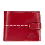 Portfele - Damski portfel skórzany z przeszyciami czerwony - miniaturka - grafika 1