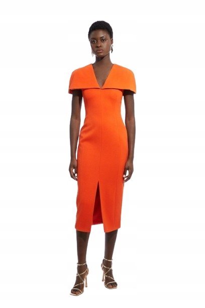 KAREN MILLEN POMARAŃCZOWA OŁÓWKOWA SUKIENKA PETITE 36 B1C