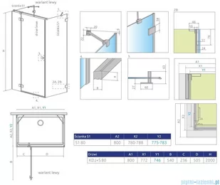 Radaway Essenza Pro Brushed GunMetal Kdj+S kabina 80x80x80cm lewa szczotkowany grafit 10097380-92-01L/10098080-01-01/10098080-01-01 - Kabiny prysznicowe - miniaturka - grafika 2