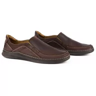 Półbuty męskie - Buty męskie wsuwane skórzane SLIP-ON 216GT brązowe - Buty Olivier - miniaturka - grafika 1