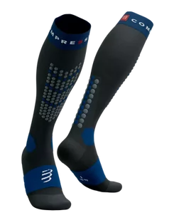 COMPRESSPORT Skarpety kompresyjne narciarskie ALPINE SKI FULL SOCKS black/estate blue - Skarpetki sportowe męskie - miniaturka - grafika 1