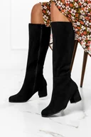 Kozaki damskie - Czarne kozaki na słupku damskie Casu D18X10-B - miniaturka - grafika 1