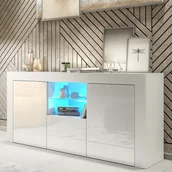 Szafki RTV - Komoda Aurora 145cm RTV ONE FURNITURE - Biały Laminat & Połysk - miniaturka - grafika 1