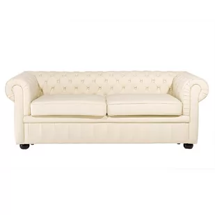 Beliani Sofa skórzana beżowa CHESTERFIELD - Sofy i kanapy - miniaturka - grafika 1