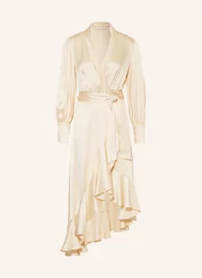 Zimmermann Sukienka Kopertowa Z Jedwabiu Z Wolantami beige - Sukienki - miniaturka - grafika 1