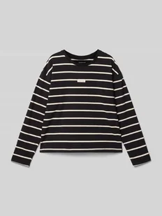 Bluzka z długim rękawem, okrągłym dekoltem i wyhaftowanym logo - Koszulki dla dziewczynek - miniaturka - grafika 1