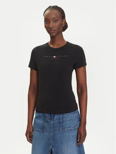 Tommy Jeans T-Shirt Linear DW0DW21422 Czarny Slim Fit - Koszulki i topy damskie - miniaturka - grafika 1