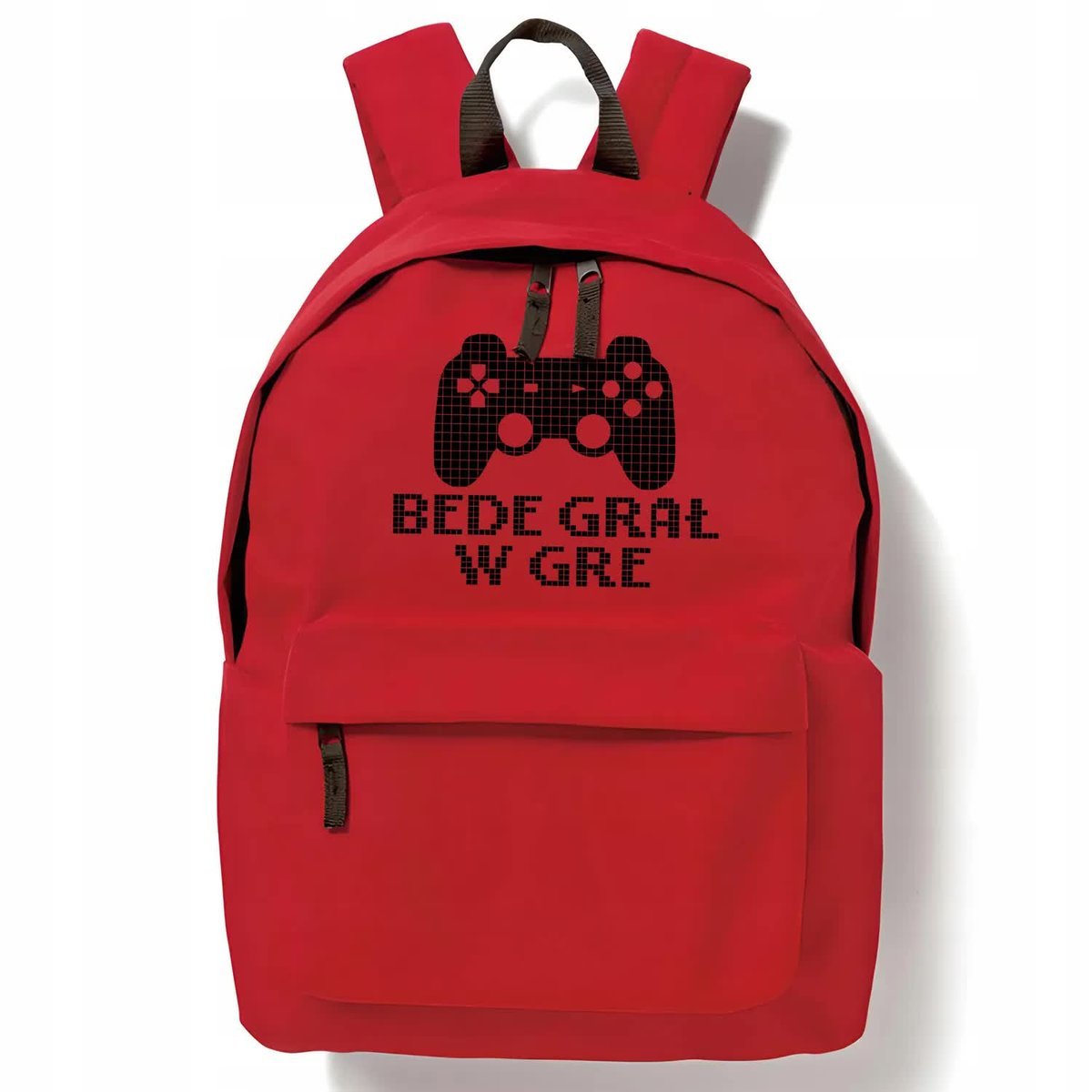 Plecak Szkolny Czerwony BĘDĘ GRAŁ W GRĘ Do Szkoły Zabawne Młodzieżowe Wzory