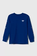 Bluzki dla chłopców - adidas Originals longsleeve bawełniany dziecięcy kolor niebieski z nadrukiem - miniaturka - grafika 1