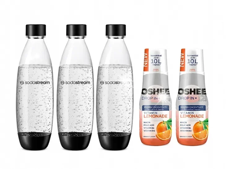Koncentrat SYROP Oshee DI x2 + BUTELKI DO SATURATORA SodaStream Fuse 1L x3