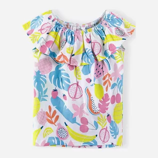Bluzki dla dziewczynek - Bluza 5.10.15 Urban Tropics 3I4055 110 cm Biała/Różowa Zielona (5902361982344) - grafika 1