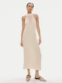 Sukienki - Tommy Hilfiger Sukienka letnia WW0WW41747 Beżowy Slim Fit - miniaturka - grafika 1