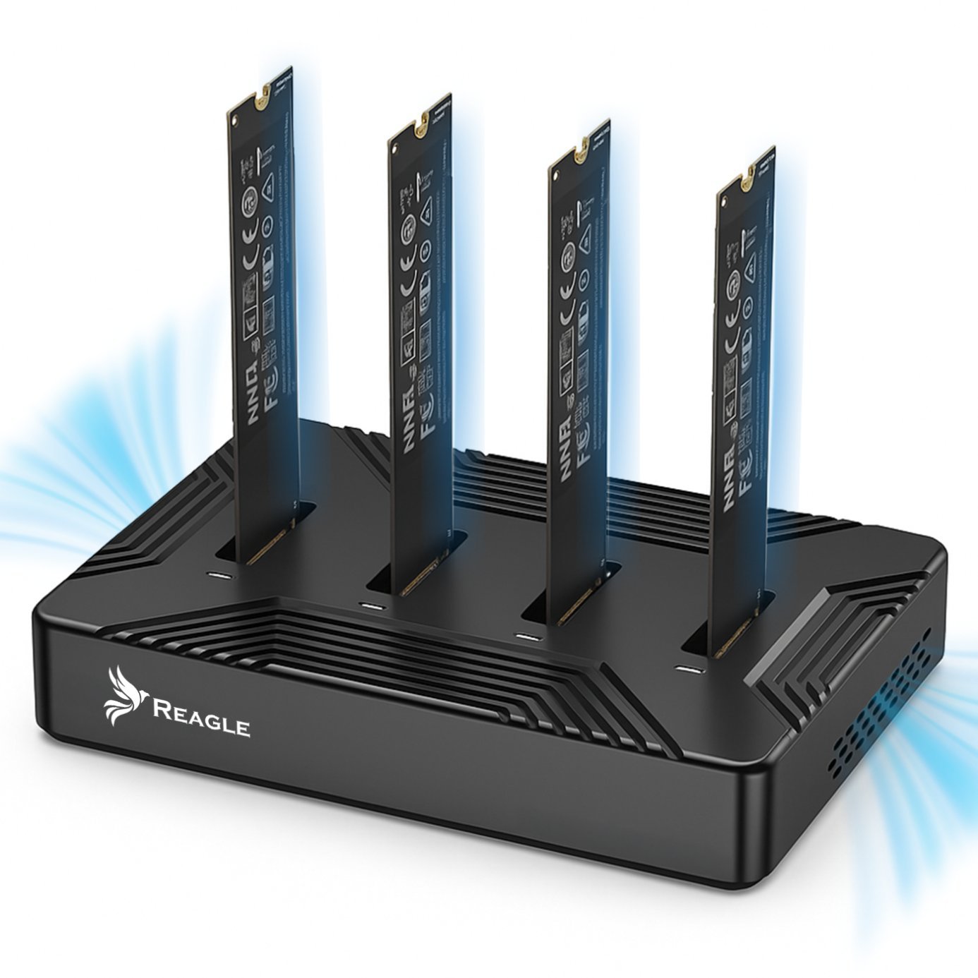 ADAPTER KIESZEŃ NA 4x DYSKI SSD NVME PCIe 2w1 SATA NGFF M.2 CZYTNIK USB 3.2 REAGLE