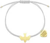 Biżuteria religijna - Bransoletka Złota GOŁĘBICA Duch Święty Sznurek Srebro 925 GRAWER - miniaturka - grafika 1