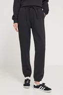 Spodnie damskie - Herschel spodnie dresowe bawełniane kolor czarny gładkie - miniaturka - grafika 1