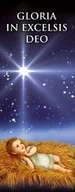Ikony i obrazy sakralne - Baner na Boże Narodzenie, "Gloria in Excesis Deo" granatowy z Jezuskiem 75x200cm - miniaturka - grafika 1