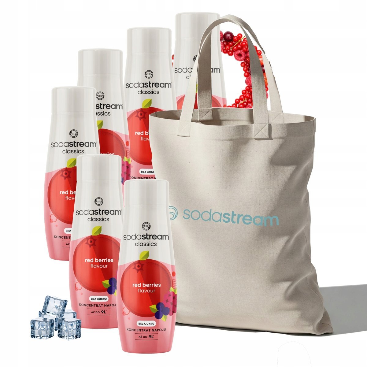 Zestaw Syrop do wody SodaStream Owoce Leśne Zero 6x440 ml + Torba