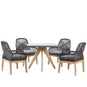 Meble ogrodowe - Shumee Shumee Zestaw ogrodowy kwadratowy stół i 4 krzesła czarny OLBIA 270443 - miniaturka - grafika 1
