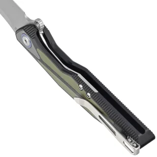 Nóż składany RikeKnife Tulay Integral Black G10 / OD Green G10 Inlay, Satin 154CM (TULAY-BOG) - Noże - miniaturka - grafika 5