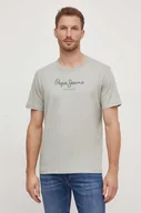 Koszulki męskie - Pepe Jeans t-shirt bawełniany Eggo męski kolor zielony z nadrukiem - miniaturka - grafika 1