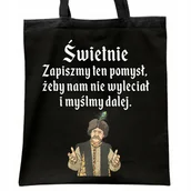 Torby i wózki na zakupy - Torba bawełniana czarna na zakupy 1670 Zapiszmy Ten Pomysł I Myślmy Dalej - miniaturka - grafika 1
