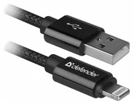 Kable komputerowe i do monitorów - Defender Kabel USB Defender USB-LIGHTNING 1m 2,1A czarny - miniaturka - grafika 1