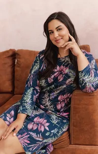 Bawełniana koszula Vivian plus size 3014, Kolor granatowy-wzór, Rozmiar XXL, Taro - Primodo.com - Piżamy damskie - miniaturka - grafika 1