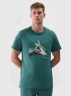 Męski tshirt z nadrukiem 4F 4FRAW24TTSHM2301 - zielony - Koszulki sportowe męskie - miniaturka - grafika 1
