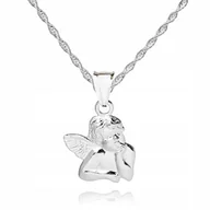 Biżuteria dla dzieci - 925 SREBRNY ŁAŃCUSZEK 45cm ANIOŁEK DEDYKACJA S1Z53 - miniaturka - grafika 1