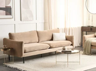 Sofa 3-osobowa welurowa beżowa VINTERBRO - Sofy i kanapy - miniaturka - grafika 3