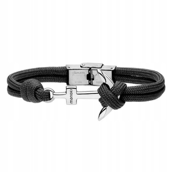 Czarna Bransoletka Męska Z Kotwicą Manoki
