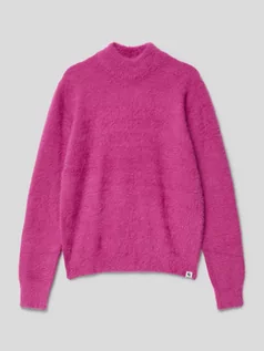 Swetry dla dziewczynek - Sweter z dzianiny z prążkowanym, okrągłym dekoltem - grafika 1