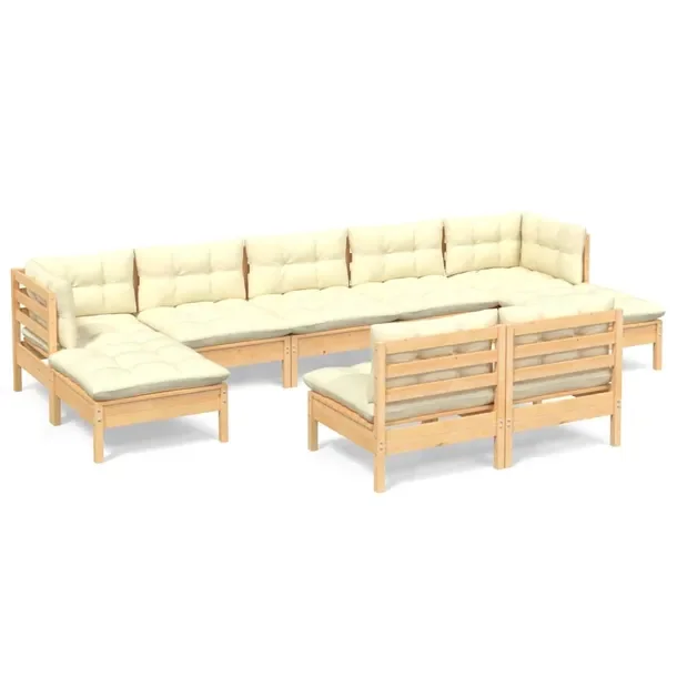 Zestaw wypoczynkowy ogrodowy drewniany lite sosna, kremowy, 63,5x63,5x62,5