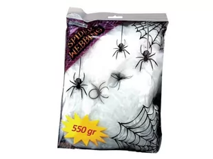 Guirca Duża pajęczyna z 4 pająkami - 550g - 1 szt. GU19431 - Halloween - miniaturka - grafika 1