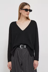 Pepe Jeans sweter z domieszką wełny FAYE damski kolor czarny lekki - Swetry damskie - miniaturka - grafika 1