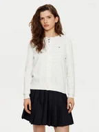 Swetry damskie - Tommy Hilfiger Kardigan WW0WW42370 Biały Regular Fit - miniaturka - grafika 1