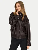 Kurtki damskie - ONLY Kurtka z imitacji skóry Julia 15373024 Brązowy Loose Fit - miniaturka - grafika 1