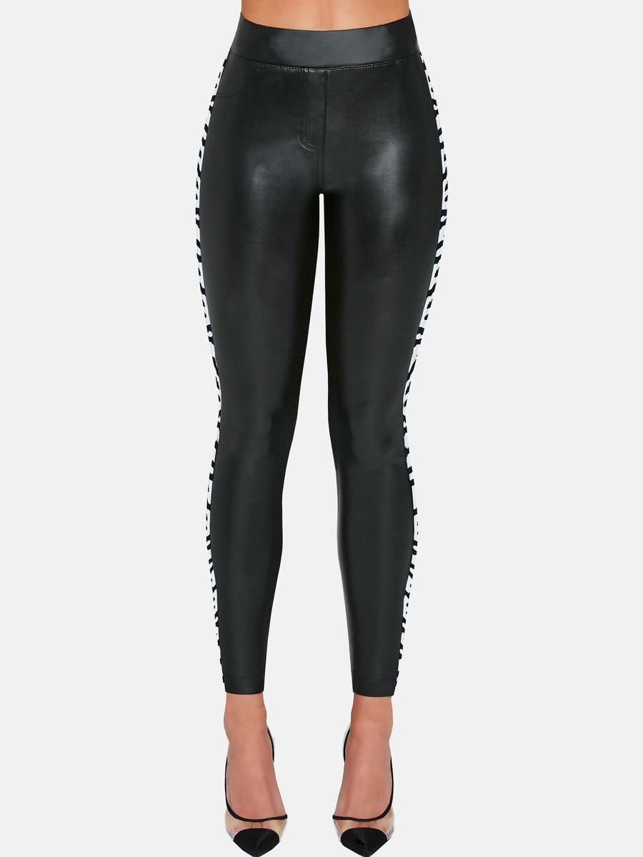 Damskie legginsy z lampasem czarne Bas Bleu r.XXL