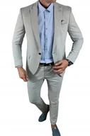 Marynarki męskie - Garnitur męski dwuczęściowy komplet kolor szary-popielaty DJG05 - 56 - miniaturka - grafika 1