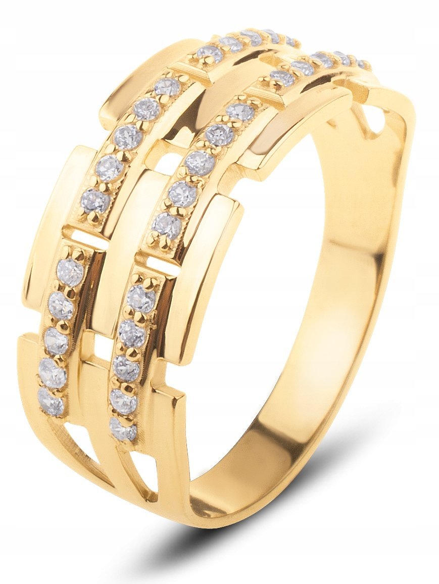 ZŁOTY PIERŚCIONEK Z BIAŁYMI KAMIENIAMI GIOCHI 333