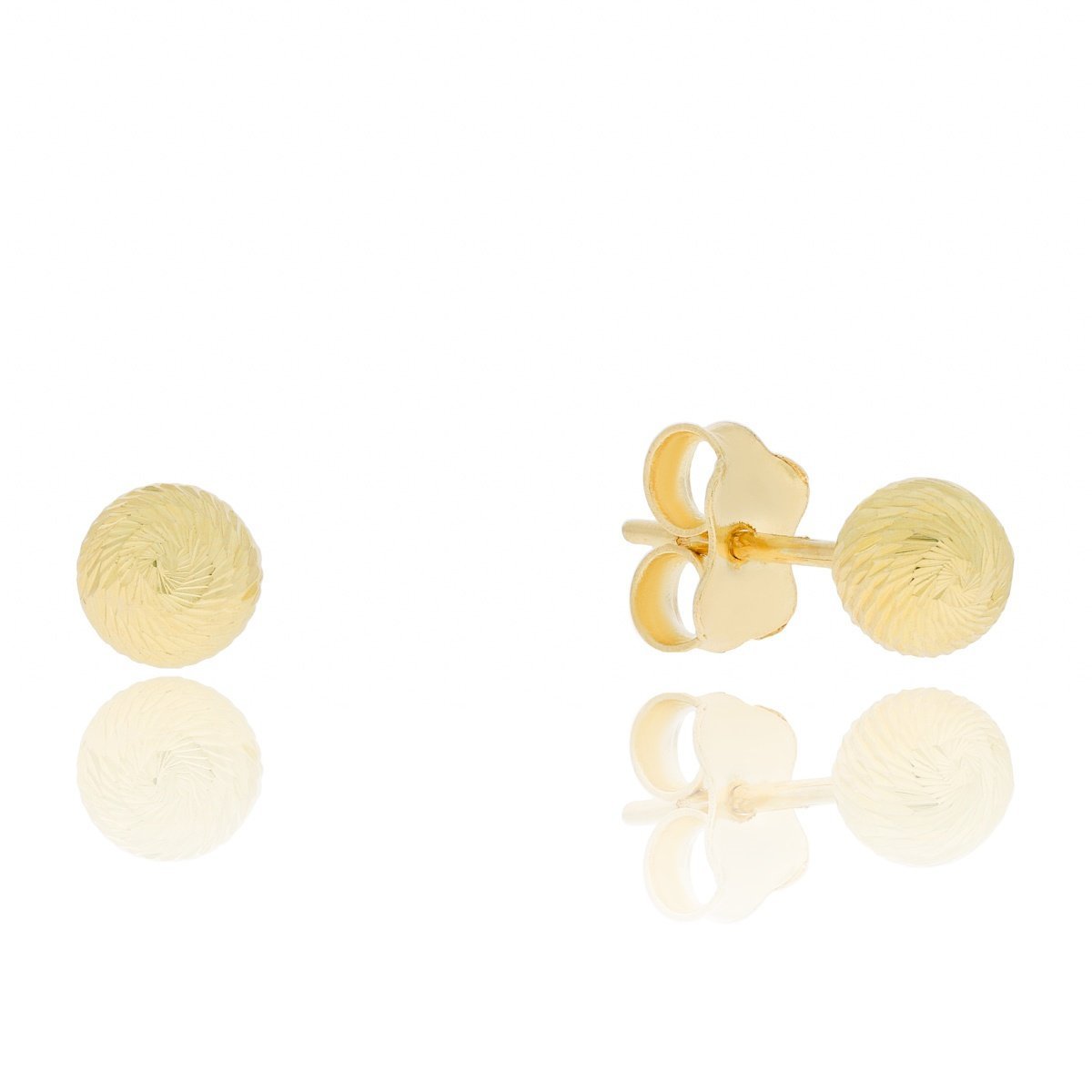 Złote kolczyki kulki grawerowane 5 mm sztyfty pr. 585