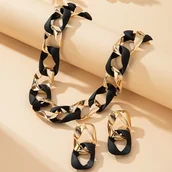 Inne - TEMU 3-częściowy Modny Naszyjnik z Łańcuszkiem CCB w Stylu Kubańskim, Odpowiedni na Codzienne i Imprezowe Noszenie przez Kobiety - miniaturka - grafika 1